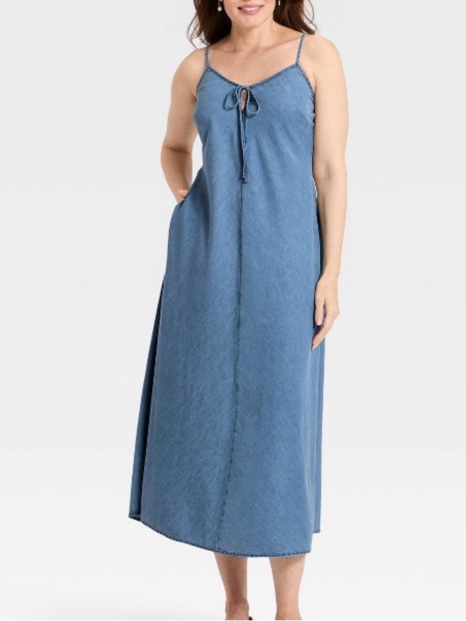 Blue Chambray Maxi Sundress - 100% Cotton Universal Thread - Nwt — image 3 of 6